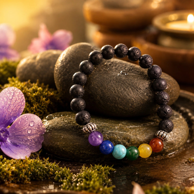 7 Chakra Lava Stone Bracelet | Spiritual Beaded Bracelet