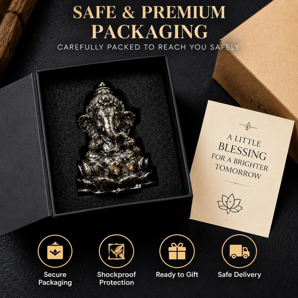 Pyrite Ganesh Ji Murti – Vastu Prosperity & Positive Energy Showpiece