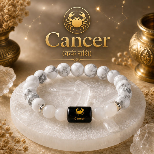 Cancer (Kark Rashi) Zodiac Bracelet – Howlite & Moonstone