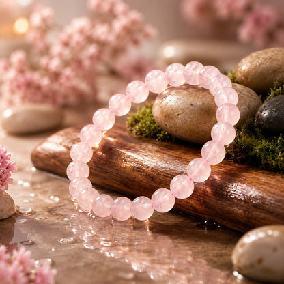 Rose Quartz Stone Bracelet | Certified & Energised Crystal