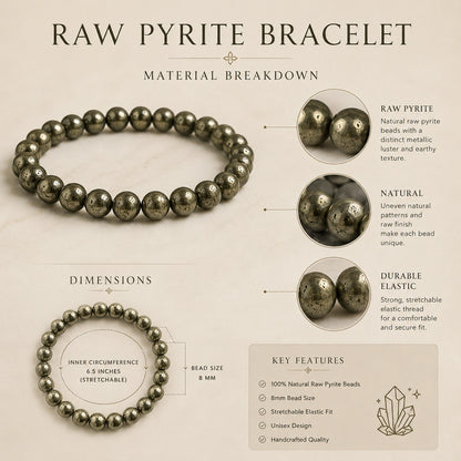 Natural Raw Pyrite Bracelet | Pyrite Crystal Bracelet