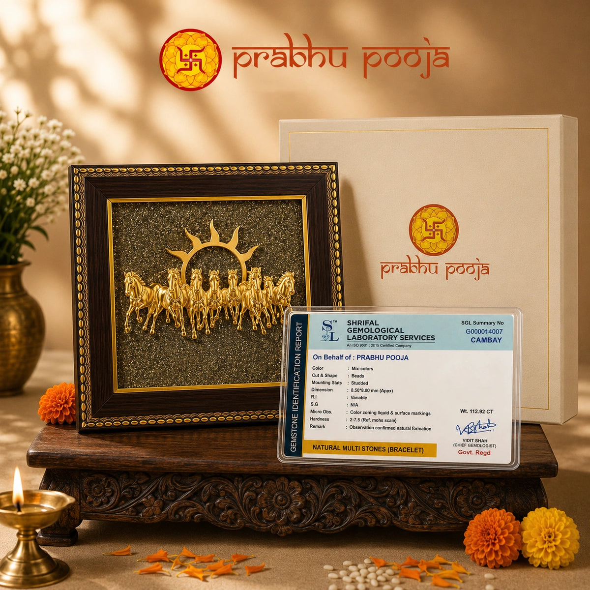 7 Horses Pyrite Frame | Vastu, Prosperity & Positive Energy