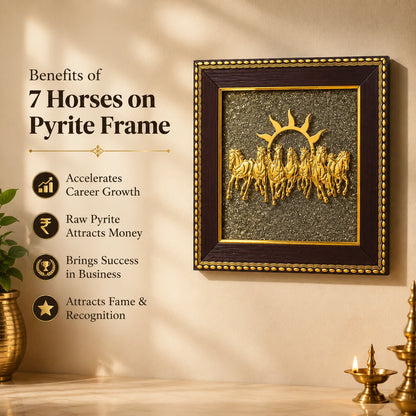7 Horses Pyrite Frame | Vastu, Prosperity & Positive Energy