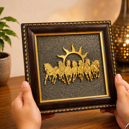 7 Horses Pyrite Frame | Vastu, Prosperity & Positive Energy