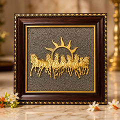 7 Horses Pyrite Frame | Vastu, Prosperity & Positive Energy