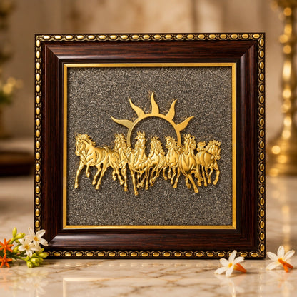 7 Horses Pyrite Frame | Vastu, Prosperity & Positive Energy