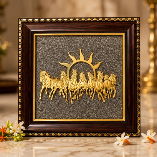 7 Horses Pyrite Frame | Vastu, Prosperity & Positive Energy