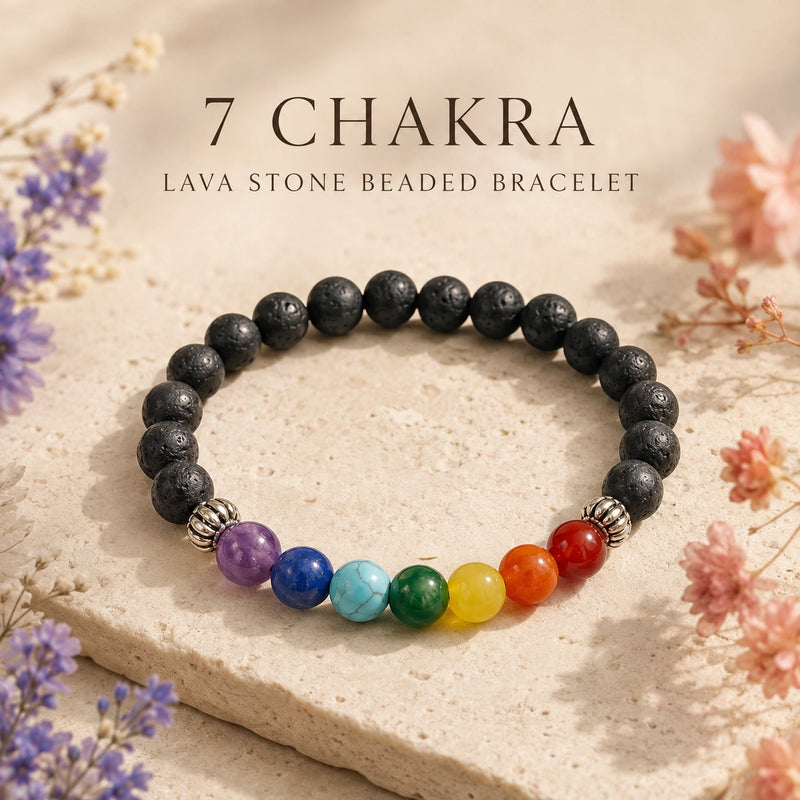 7 Chakra Lava Stone Bracelet | Spiritual Beaded Bracelet
