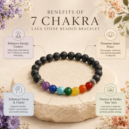 7 Chakra Lava Stone Bracelet | Spiritual Beaded Bracelet