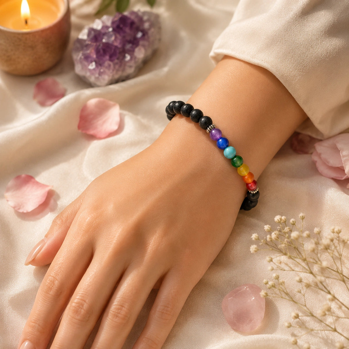 7 Chakra Lava Stone Bracelet | Spiritual Beaded Bracelet
