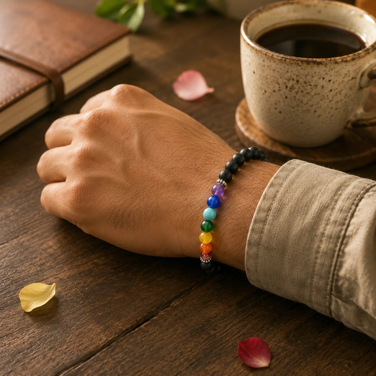 7 Chakra Lava Stone Bracelet | Spiritual Beaded Bracelet
