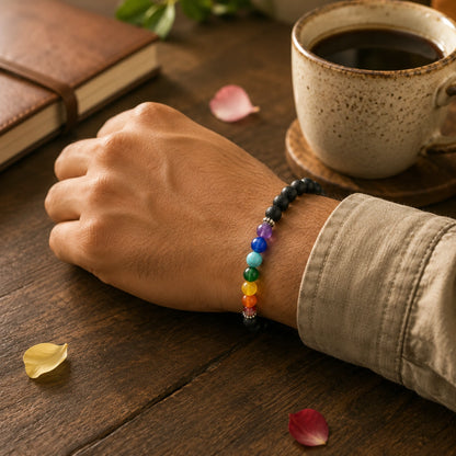 7 Chakra Lava Stone Bracelet | Spiritual Beaded Bracelet