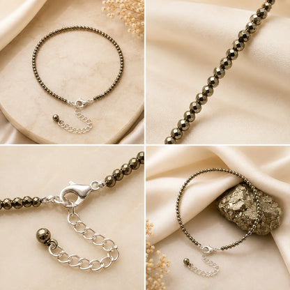 Pyrite Anklet for Women | Natural Diamond Cut Pyrite Crystal