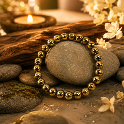 Natural Golden Pyrite Stone Bracelet – Wealth & Abundance