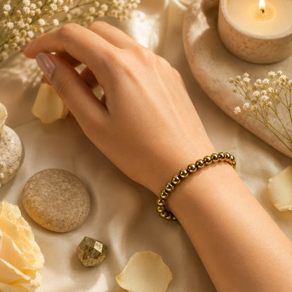 Natural Golden Pyrite Stone Bracelet – Wealth & Abundance