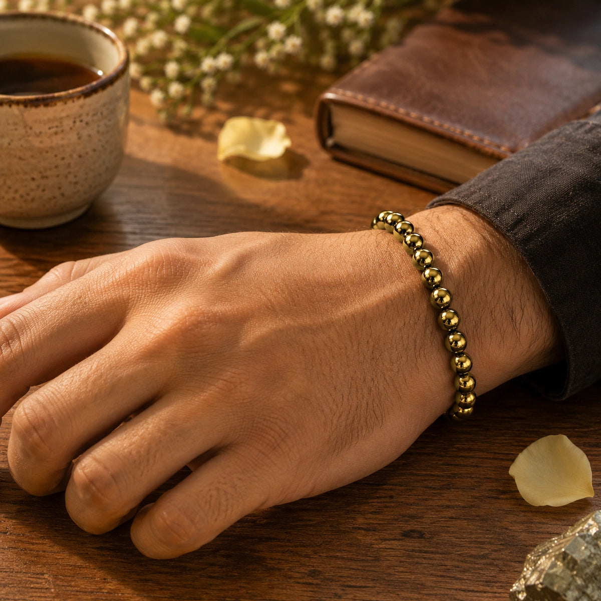 Natural Golden Pyrite Stone Bracelet – Wealth & Abundance