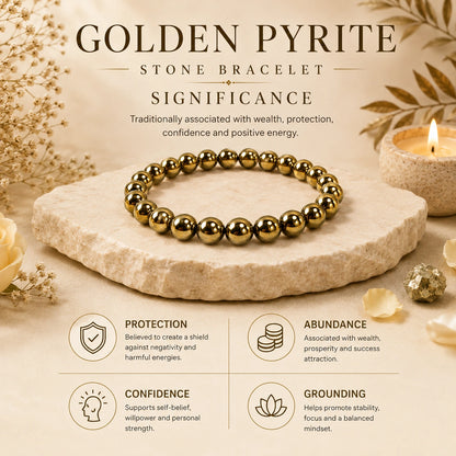 Natural Golden Pyrite Stone Bracelet – Wealth & Abundance