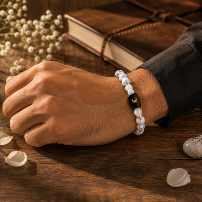 Cancer (Kark Rashi) Zodiac Bracelet – Howlite & Moonstone
