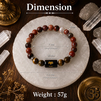 Aries (Mesh Rashi) Zodiac Bracelet – Red Jasper & Tiger Eye