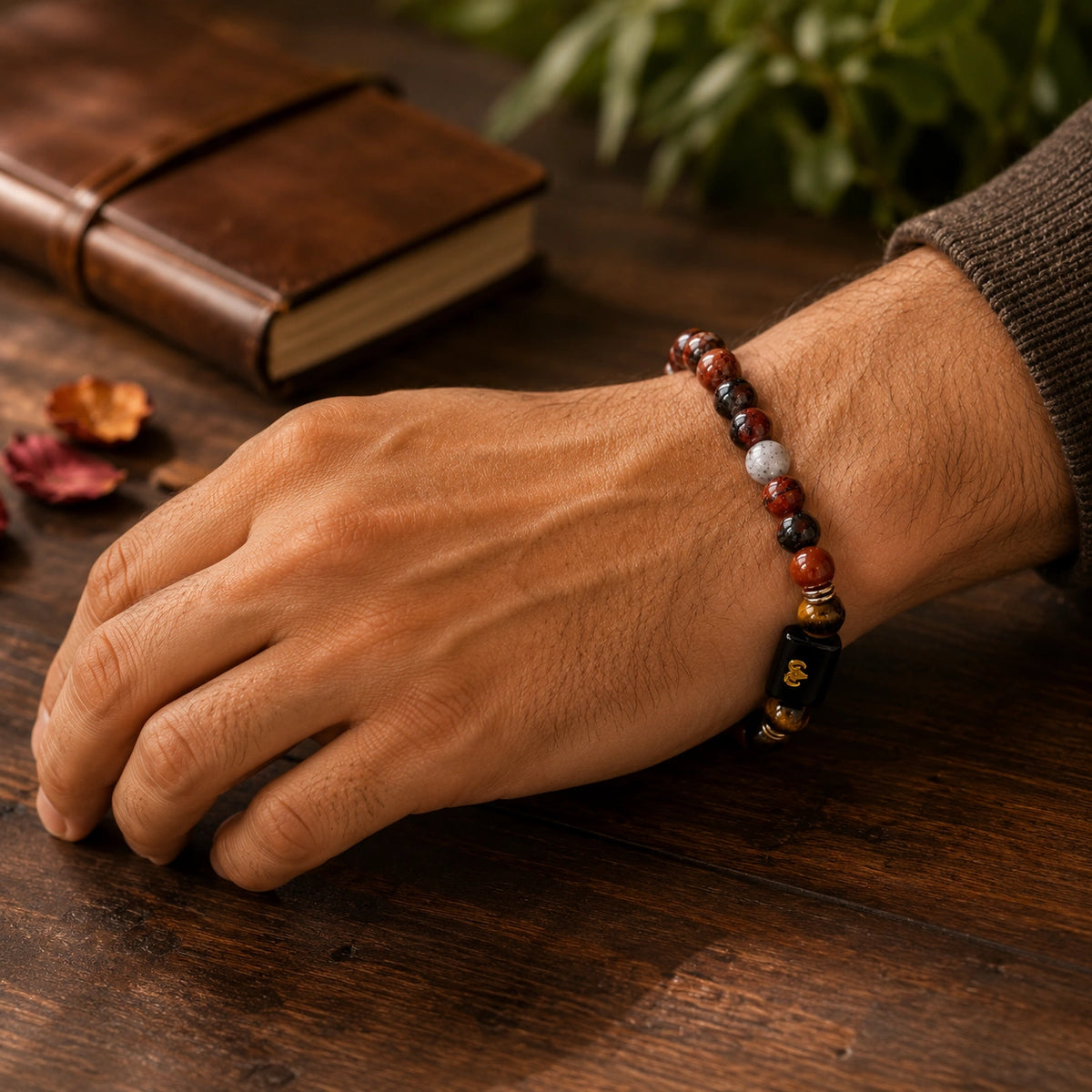 Aries (Mesh Rashi) Zodiac Bracelet – Red Jasper & Tiger Eye