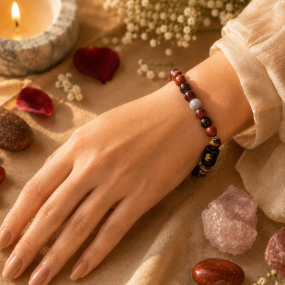 Aries (Mesh Rashi) Zodiac Bracelet – Red Jasper & Tiger Eye
