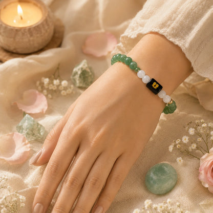 Gemini (Mithun Rashi) Zodiac Bracelet – Green Aventurine & Milky Quartz