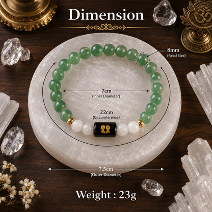 Gemini (Mithun Rashi) Zodiac Bracelet – Green Aventurine & Milky Quartz