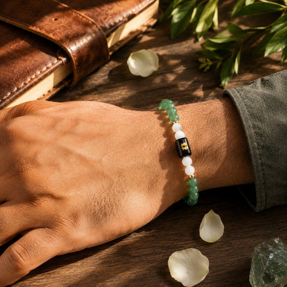 Gemini (Mithun Rashi) Zodiac Bracelet – Green Aventurine & Milky Quartz