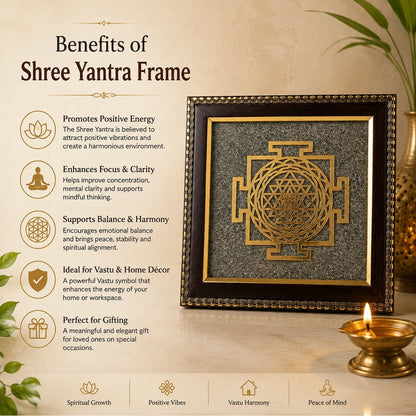 Shree Yantra Raw Pyrite Frame – Vastu Decor for Home & Office