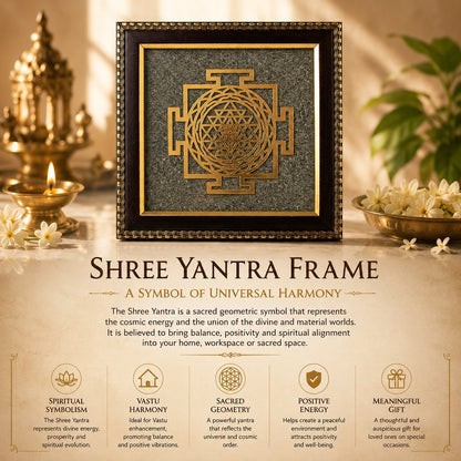 Shree Yantra Raw Pyrite Frame – Vastu Decor for Home & Office