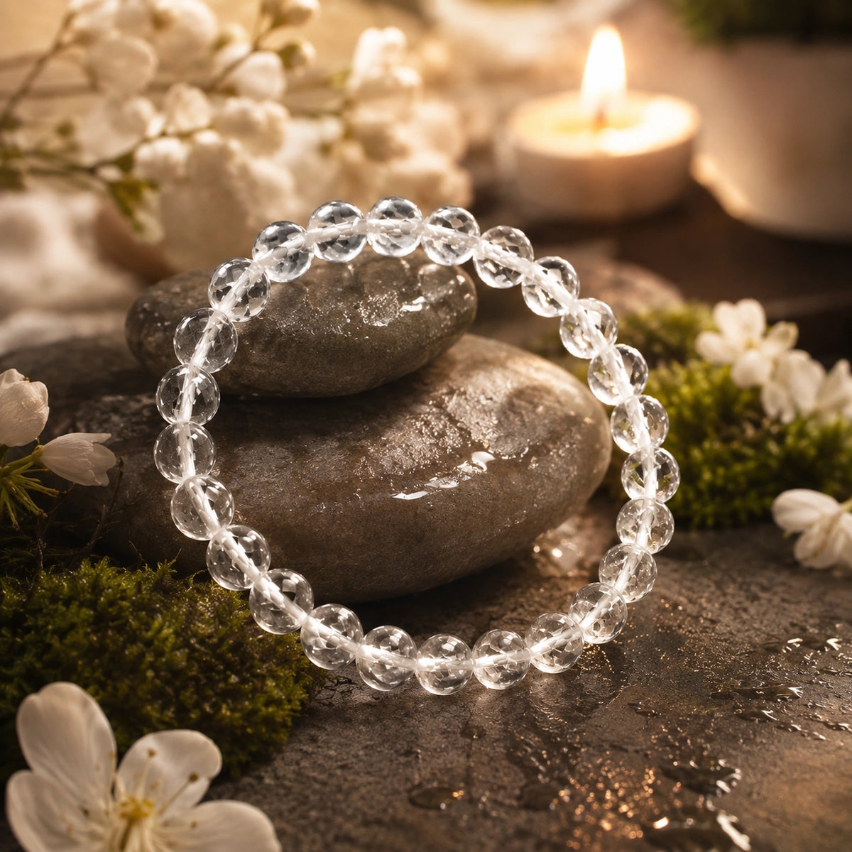 Natural Clear Quartz (Sphatik) Bracelet for Clarity & Positive Energy