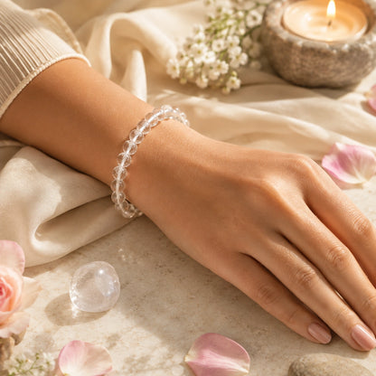 Natural Clear Quartz (Sphatik) Bracelet for Clarity & Positive Energy