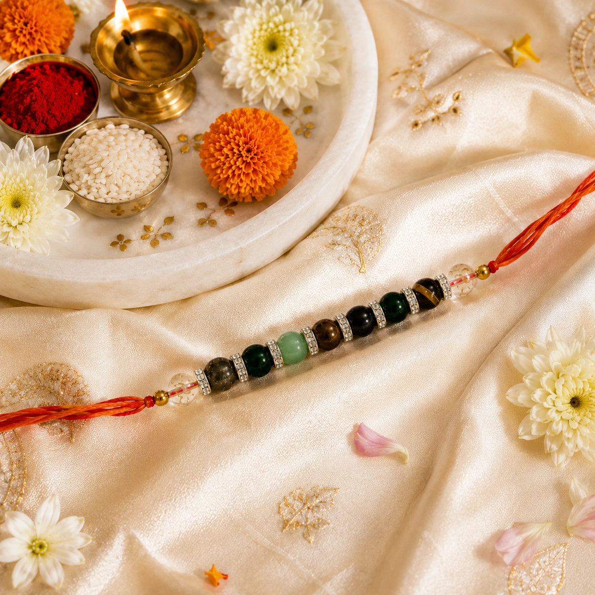 Dhan Yog Money Magnet Rakhi – Handmade Natural Gemstone Rakhi