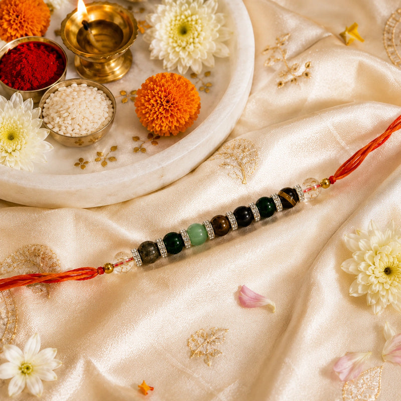 Dhan Yog Money Magnet Rakhi – Handmade Natural Gemstone Rakhi