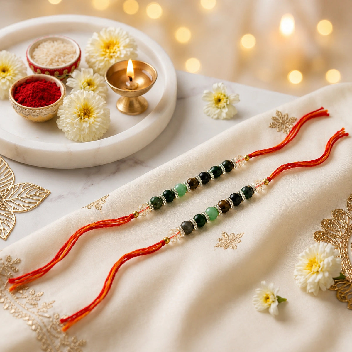 Dhan Yog Money Magnet Rakhi – Handmade Natural Gemstone Rakhi