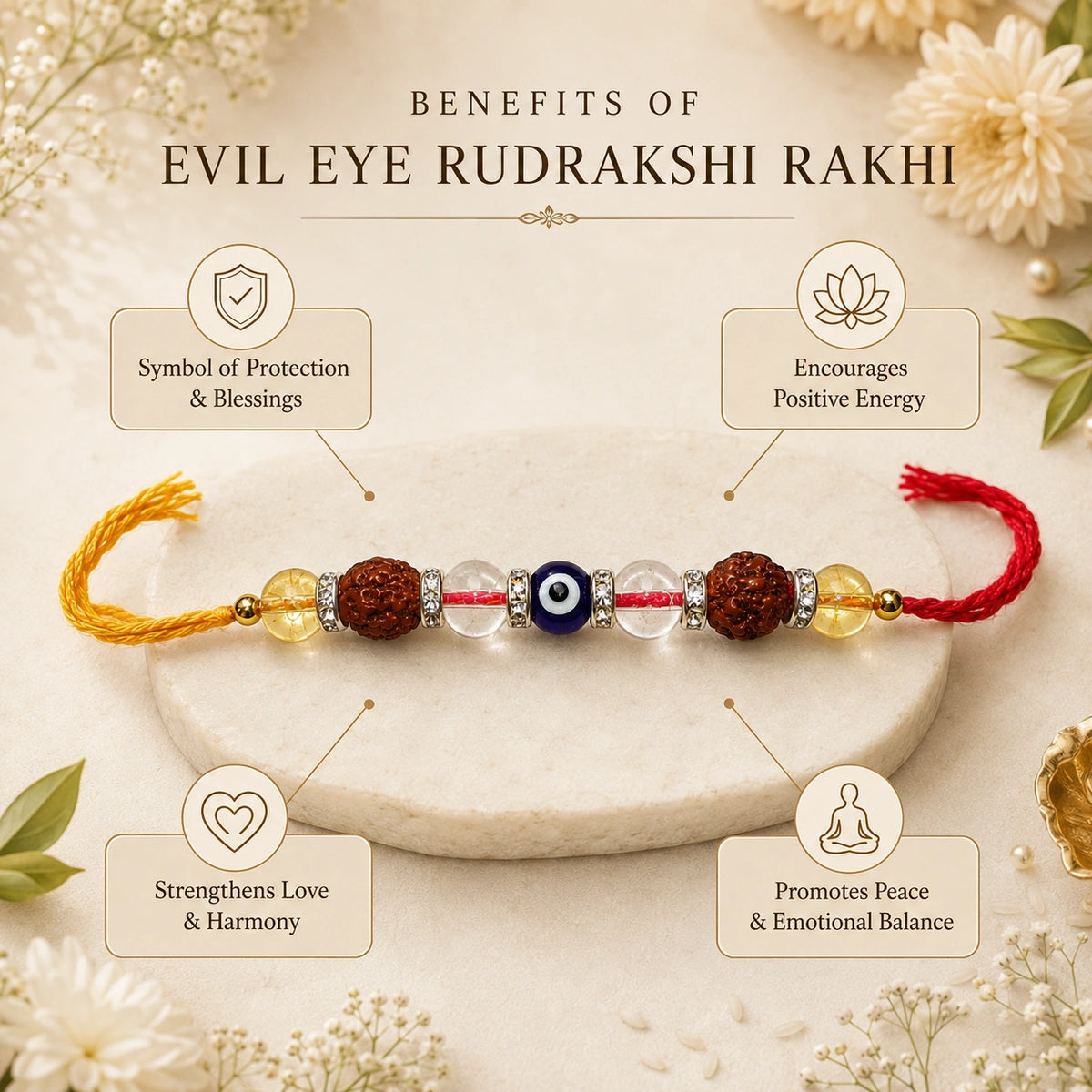 Evil Eye Rudraksha Rakhi for Brother | Spiritual Protection Rakhi