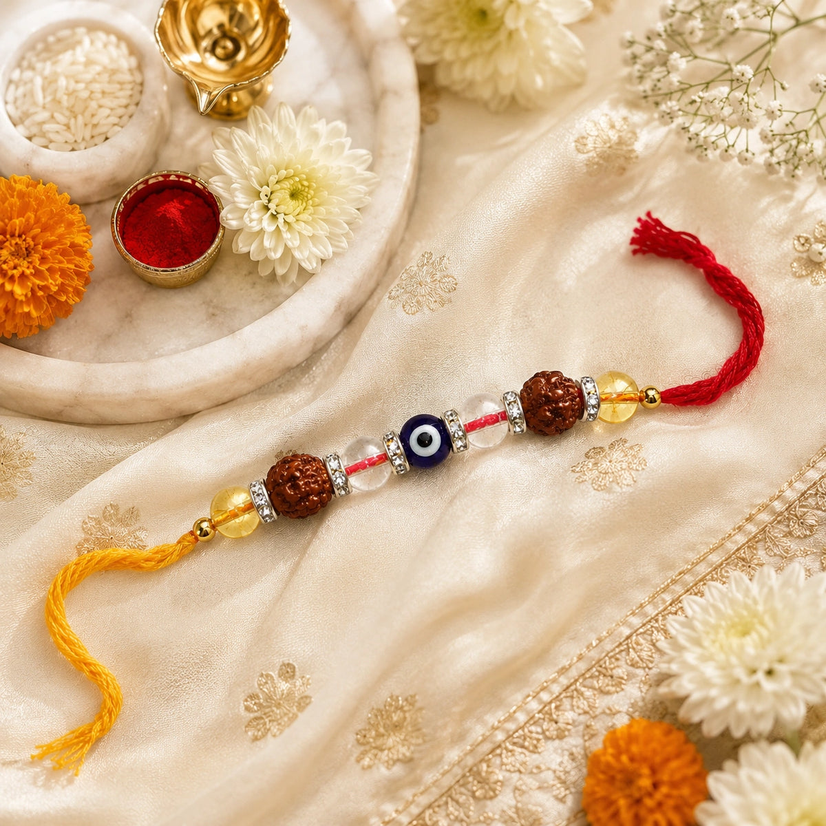 Evil Eye Rudraksha Rakhi for Brother | Spiritual Protection Rakhi