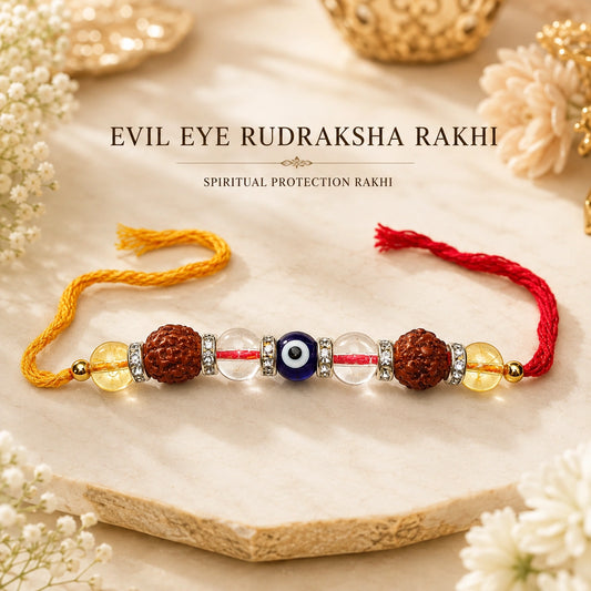 Evil Eye Rudraksha Rakhi for Brother | Spiritual Protection Rakhi
