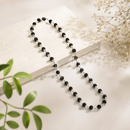Karungali Silver Cap Mala 54+1 Beads 6mm Ebony Wood Spiritual Necklace