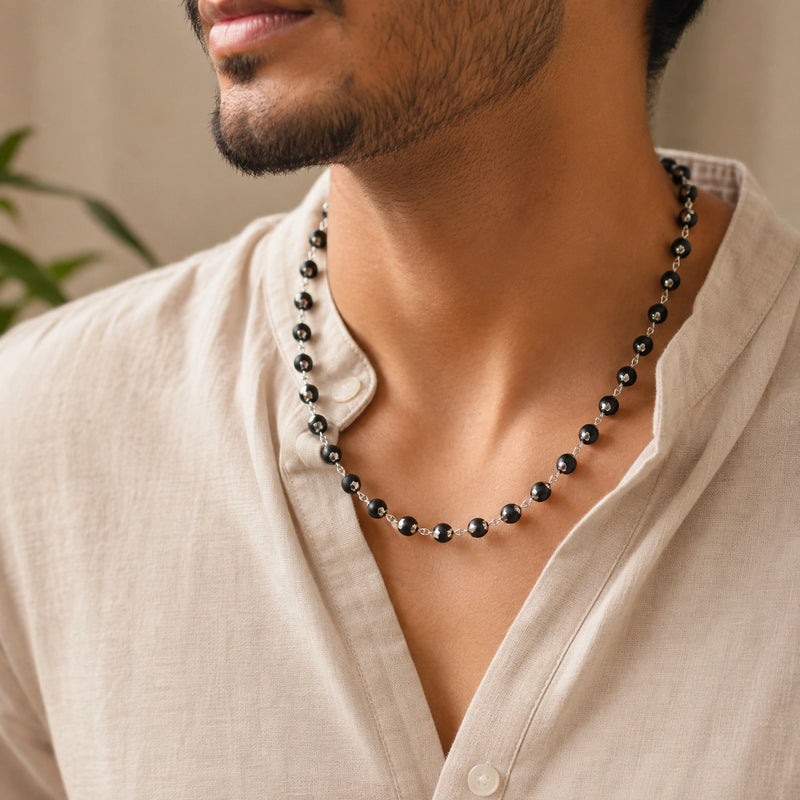Original Karungali Mala with Silver Caps