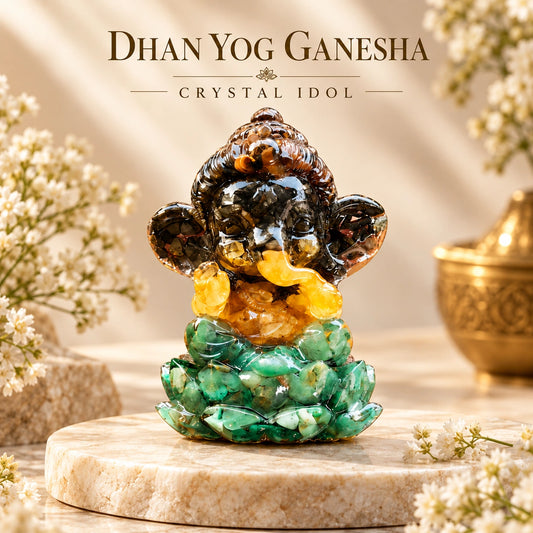Dhan Yog Ganesha Crystal Idol | Natural crystals