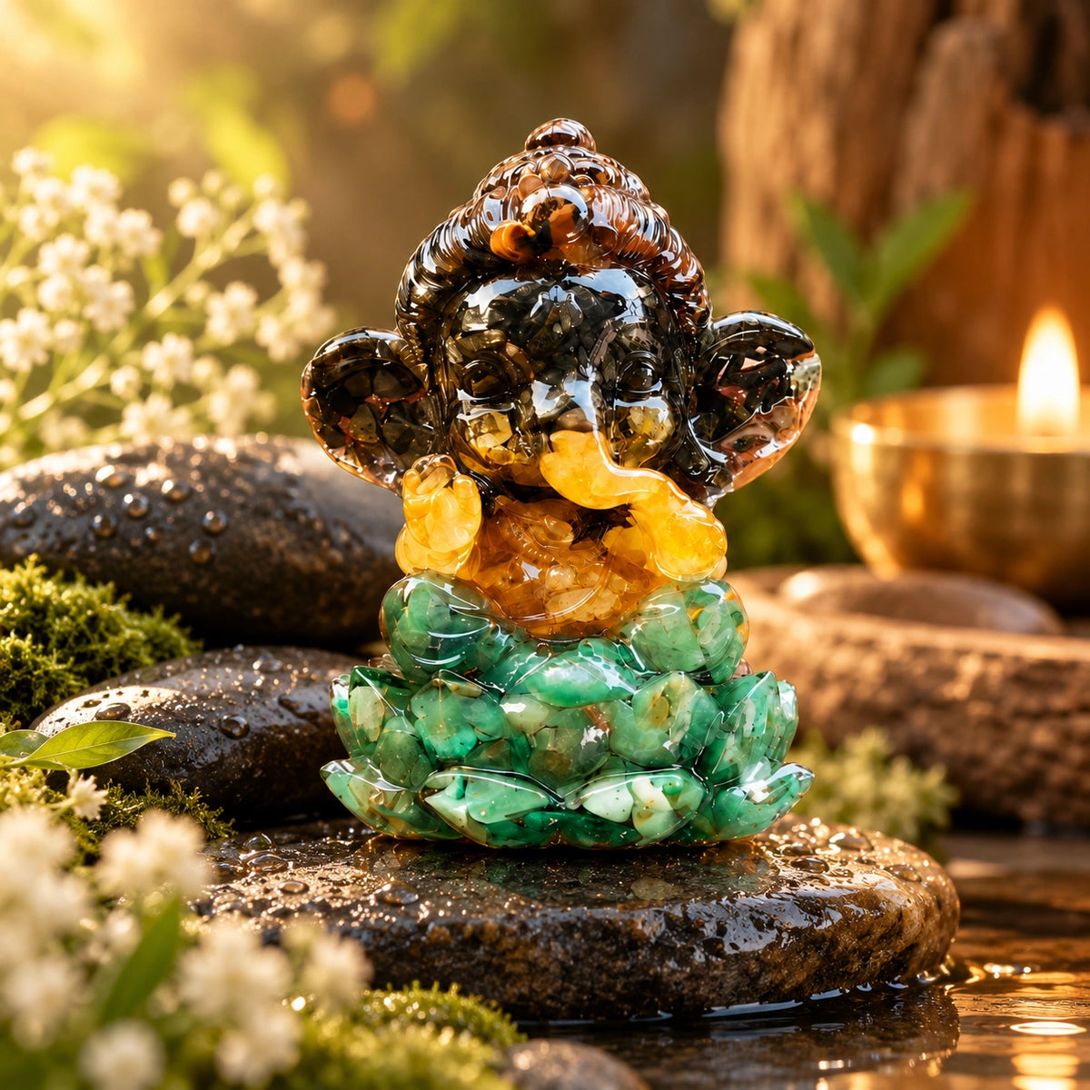 Dhan Yog Ganesha Crystal Idol | Natural crystals