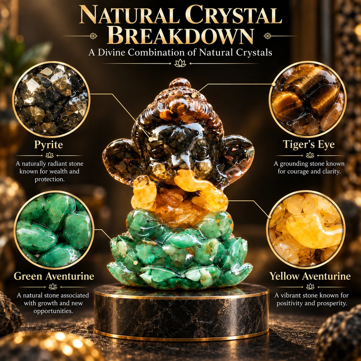 Dhan Yog Ganesha Crystal Idol | Natural crystals
