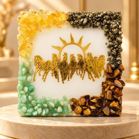 7 Running Horses Crystal Dhan Yog Frame
