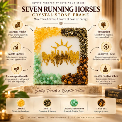 7 Running Horses Crystal Dhan Yog Frame