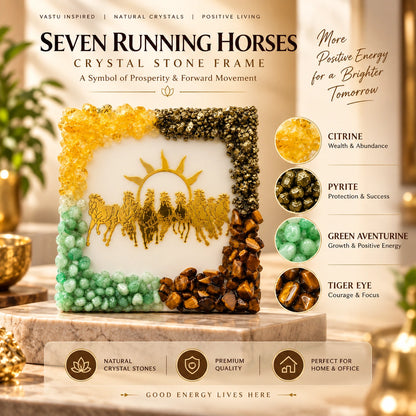 7 Running Horses Crystal Dhan Yog Frame