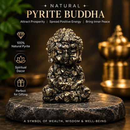 Natural Pyrite Buddha Idol – Wealth, Prosperity & Meditation Decor