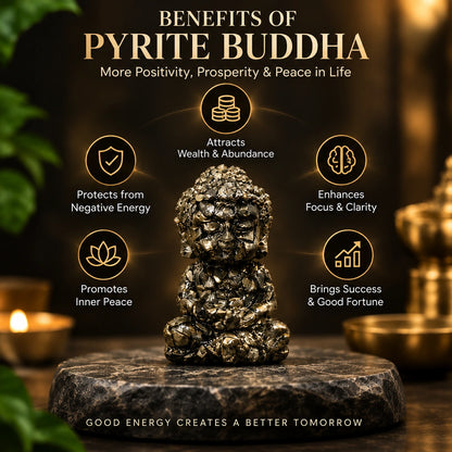 Natural Pyrite Buddha Idol – Wealth, Prosperity & Meditation Decor