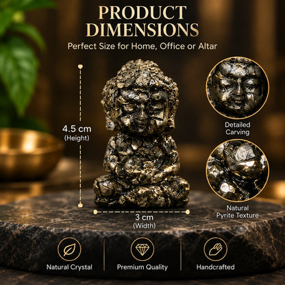 Natural Pyrite Buddha Idol – Wealth, Prosperity & Meditation Decor