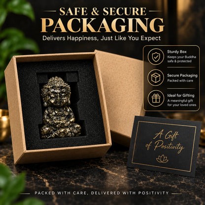 Natural Pyrite Buddha Idol – Wealth, Prosperity & Meditation Decor